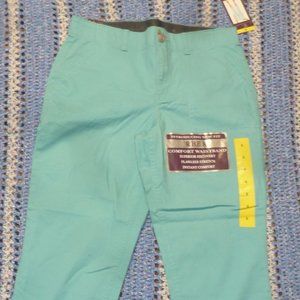 Gloria Vanderbilt Rhea Stretch Capri Comfort front zipper button, Baby Blue Sz 6